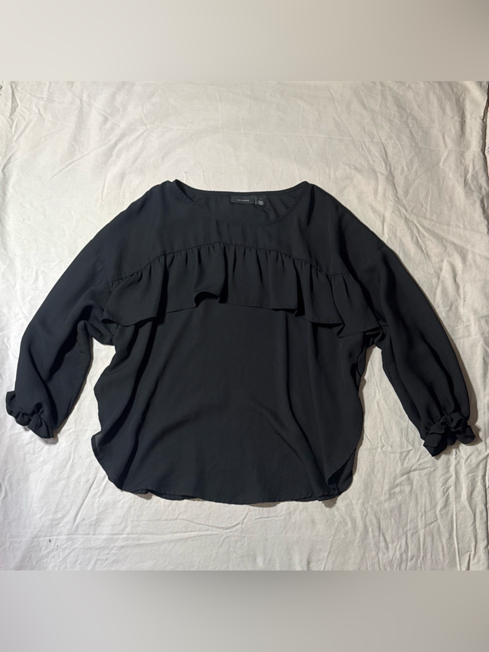 Halogen Black Ruffle-Front Blouse